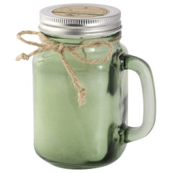 Vela em caneca com tampa de metal verde - Chá verde