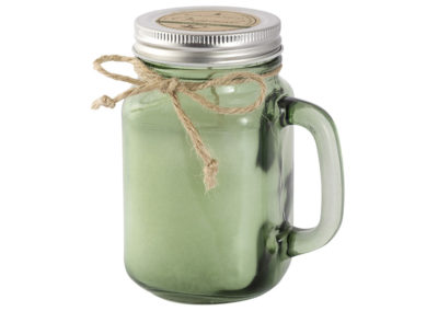 Vela em caneca com tampa de metal verde - Chá verde