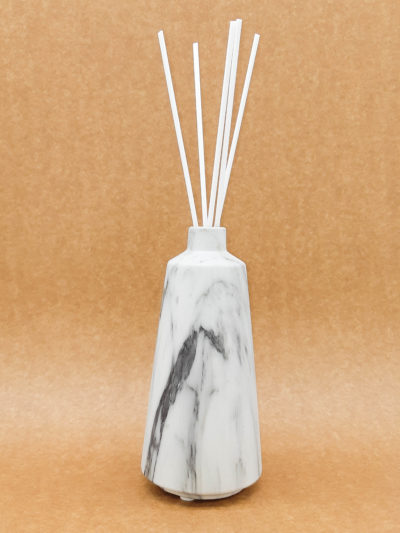 Vaso em cerâmica marmorizado branco e cinza - Reto - Image 2