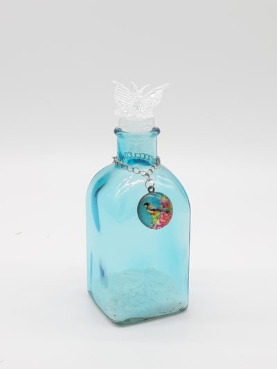 Garrafa decorativa em vidro com tampa borboleta – azul - Image 2