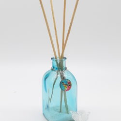 Garrafa decorativa em vidro com tampa borboleta – azul