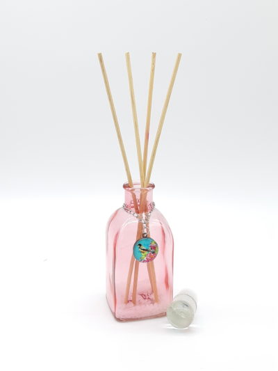 Garrafa decorativa em vidro com tampa bolinha – rosa