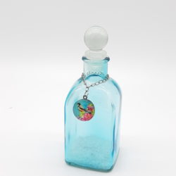 Garrafa decorativa em vidro com tampa bolinha – azul