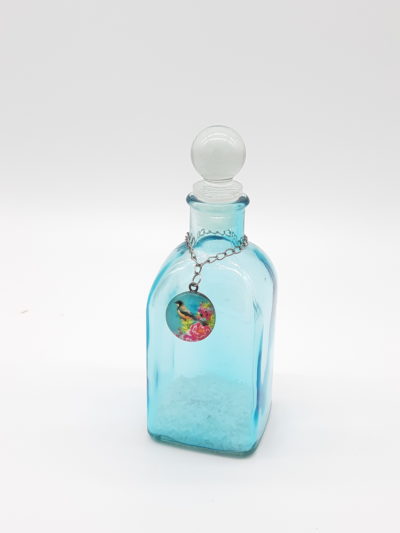 Garrafa decorativa em vidro com tampa bolinha – azul
