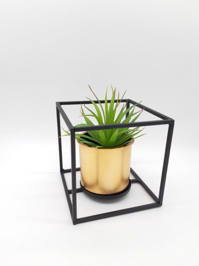 Vaso cobre com base geométrica em metal preto - Image 3