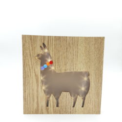 Placa decorativa em led, madeira clara - Lhama